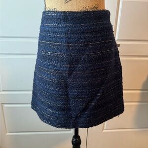 LOFT Navy and Gold Mini Skirt